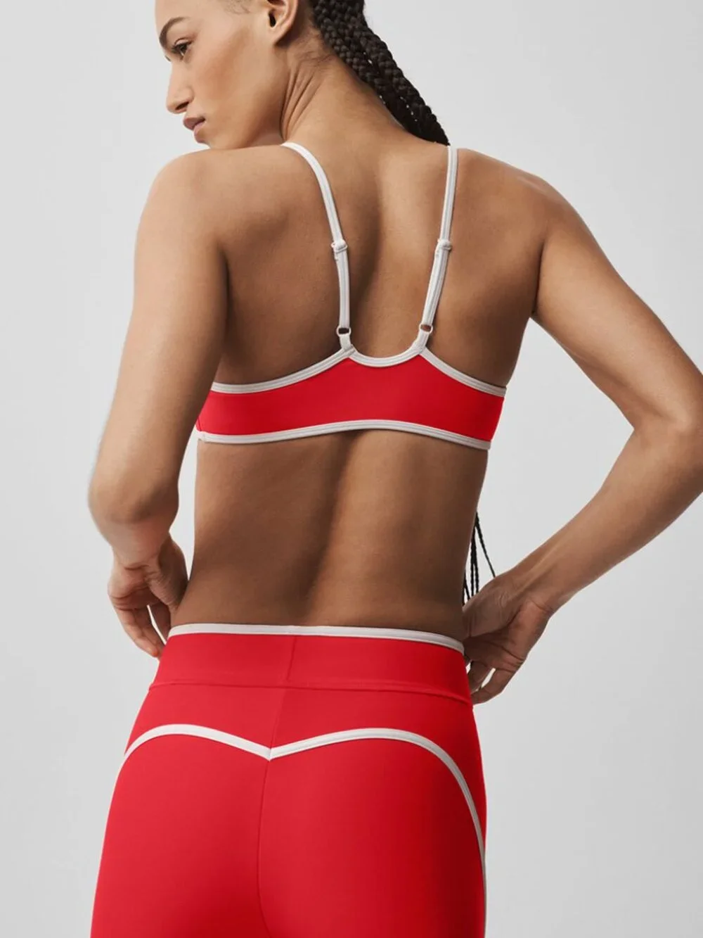 ALO Yoga Airlift Airlift Charger Bra (Size M) and Pants (Size S) Red with White - Picture 2 of 2